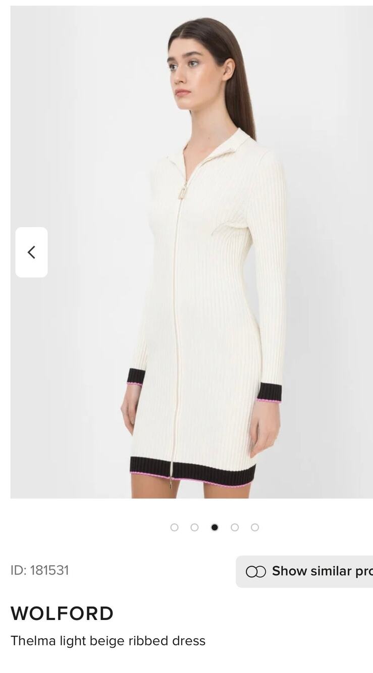 Wolford Thelma Ribbed Merino Wool Zip Dress Ecru SZ L NWT Modern Luxury Preppy